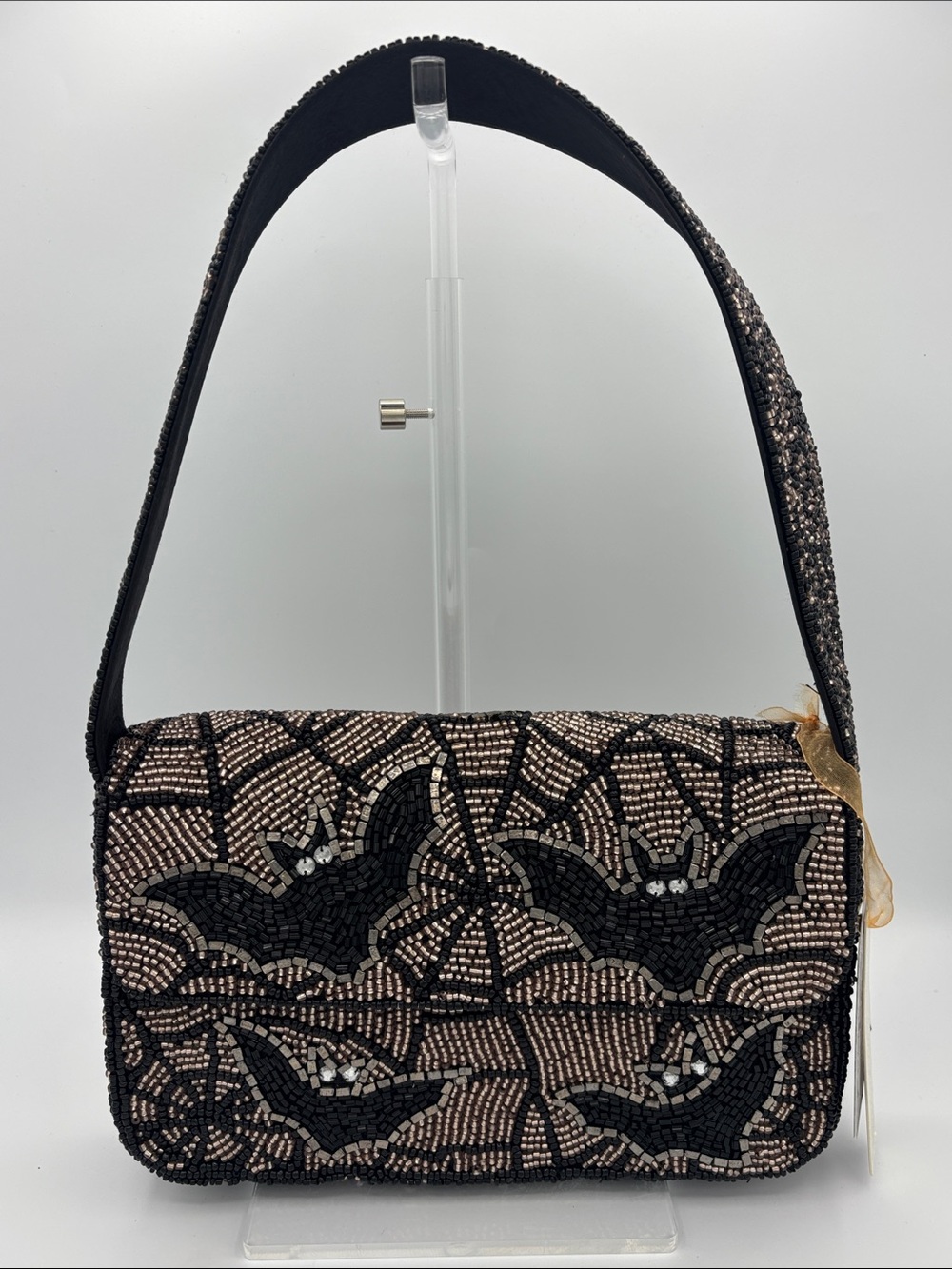 🦇🕸️Made in India Beaded Bat Bag - Viral- Champagne Gold and Black🦇🕸️